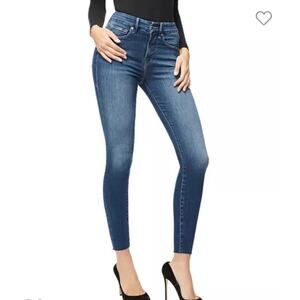 Good American Jeans Good Waist Crop High Rise Skinny Frayed Hem Womens Sz 6 28